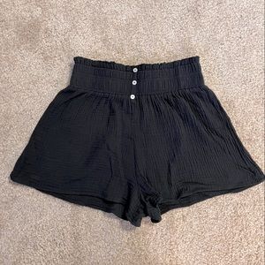 Black high waisted linen/cotton shorts - Medium